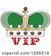 Poster, Art Print Of Cartoon Green And Gold Crown Over Vip Text