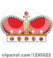 Clipart Of A Cartoon Red And Gold Crown 2 Royalty Free Vector Illustration