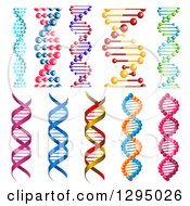 Clipart Of 3d Colorful Dna Double Helix Cloning Strands Royalty Free Vector Illustration