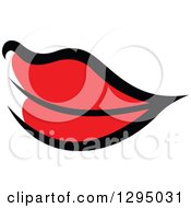 Poster, Art Print Of Sketched Black And Red Feminine Lips 2