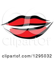 Poster, Art Print Of Sketched Black And Red Feminine Lips 3