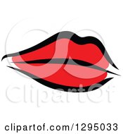 Clipart Of Sketched Black And Red Feminine Lips 4 Royalty Free Vector Illustration