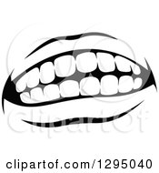 Clipart Of A Grayscale Mouth Showing Teeth Royalty Free Vector Illustration