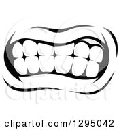 Clipart Of A Grayscale Mouth Showing Teeth 2 Royalty Free Vector Illustration