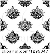 Poster, Art Print Of Seamless Pattern Background Of Damask In Black On White