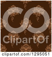 Poster, Art Print Of Background Pattern Of Seamless Orange Henna Flowers On Brown