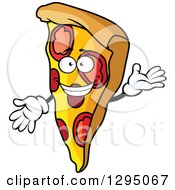 Clipart Of A Pizza Slice Character Presenting Royalty Free Vector Illustration