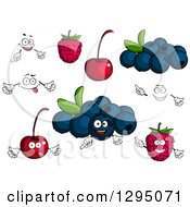 Poster, Art Print Of Faces Blueberries Cherries And Raspberries