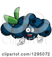 Poster, Art Print Of Cartoon Happy Blueberry Character Pointing
