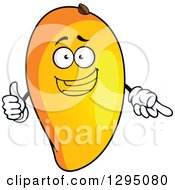 Poster, Art Print Of Happy Cartoon Mango Fruit Character Pointing And Giving A Thumb Up