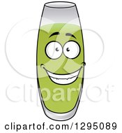Clipart Of A Happy Glass Of Pear Juice Royalty Free Vector Illustration