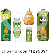 Poster, Art Print Of Happy Pear Character Cups And Juice Cartons