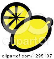 Clipart Of A Cartoon Lemon And Slice 2 Royalty Free Vector Illustration