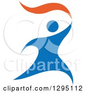 Blue And Orange Person Running With A Torch