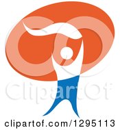Clipart Of A Blue White And Orange Person With A Torch Royalty Free Vector Illustration