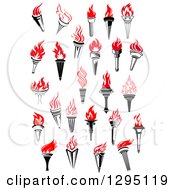 Clipart Of Black Torch With Red Flames 5 Royalty Free Vector Illustration