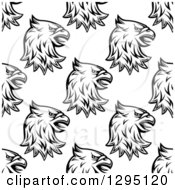 Poster, Art Print Of Seamless Background Pattern Of Black And White Eagle Or Griffin Heads