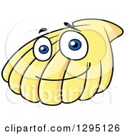 Clipart Of Cartoon Happy Yellow Scallop Sea Shell Royalty Free Vector Illustration