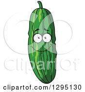 Clipart Of A Cartoon Happy Cucumber Character Royalty Free Vector Illustration