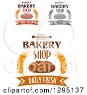 Clipart Of Swirls And Arrows Over Bakery Shop Daily Fresh Text With Bread And Wheat Royalty Free Vector Illustration