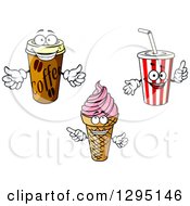 Poster, Art Print Of Cartoon Coffee Ice Cream And Fountain Soda Characters