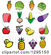 Poster, Art Print Of Cartoon Vegetables And Fruits