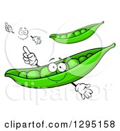Poster, Art Print Of Cartoon Pea Pods And A Face