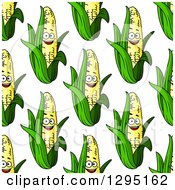Poster, Art Print Of Seamless Background Pattern Of Happy Corn Characters 2