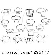 Clipart Of Black And White Chefs Toque Hats 2 Royalty Free Vector Illustration