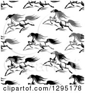 Poster, Art Print Of Seamless Pattern Background Of Black And White Running Horses 2