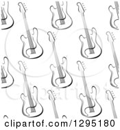 Poster, Art Print Of Seamless Background Pattern Of Black And White Sketched Electric Guitars