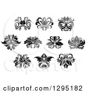 Poster, Art Print Of Black And White Vintage Floral Design Elements 4