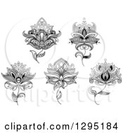 Poster, Art Print Of Black And White Henna Flowers 3