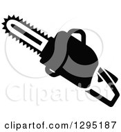 Clipart Of A Black Silhouetted Chainsaw Royalty Free Vector Illustration