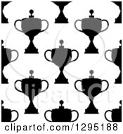 Poster, Art Print Of Seamless Background Pattern Of Black And White Silhouetted Urns Or Trophies