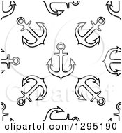 Clipart Of A Seamless Black And White Pattern Of Anchors 2 Royalty Free Vector Illustration