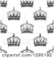 Poster, Art Print Of Seamless Background Pattern Of Black And White Ornate Crowns 3
