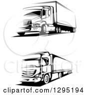 Poster, Art Print Of Black And White Big Rig Trucks
