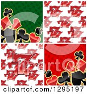 Poster, Art Print Of Seamless Casino Lucky Triple Seven Patterns And Playing Card Suit Backgrounds