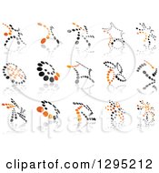 Clipart Of Black And Orange Abstract Dot Windmills And Reflections 2 Royalty Free Vector Illustration by Vector Tradition SM