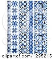 Poster, Art Print Of Blue Black And White Vertical Native American Styled Borders 2