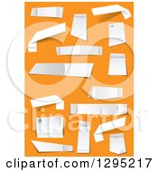 Clipart Of 3d White Paper Design Elements On Orange Royalty Free Vector Illustration
