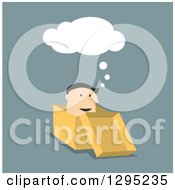 Poster, Art Print Of Flat Modern White Businessman Thinking In A Box Over Blue
