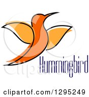 Clipart Of A Sketched Orange Hummingbird And Text Royalty Free Vector Illustration