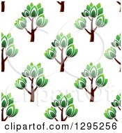 Clipart Of A Seamless Background Pattern Of Trees With Green Leaves Royalty Free Vector Illustration
