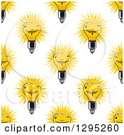 Clipart Of A Seamless Background Pattern Of Winking And Shining Light Bulb Characters Royalty Free Vector Illustration