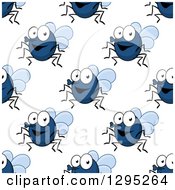 Seamless Background Pattern Of Happy Cartoon Flies