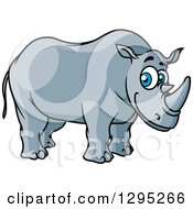 Poster, Art Print Of Cartoon Happy Blue Eyed Rhino