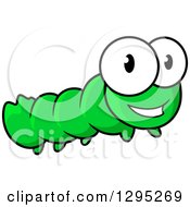 Poster, Art Print Of Cartoon Green Happy Caterpillar