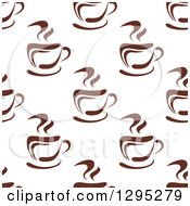 Poster, Art Print Of Seamless Background Pattern Of Steamy Brown Coffee Cups 4